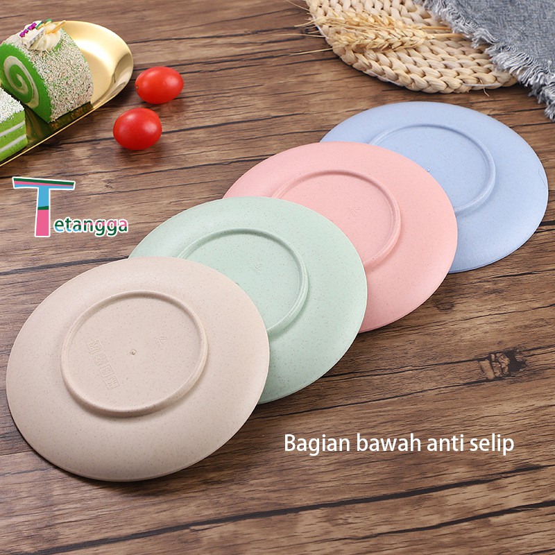 Piring Wheat Straw Plate 1 Set Isi 4 Pcs Warna Warni  Simple Dinner High Quality Wheat Plate