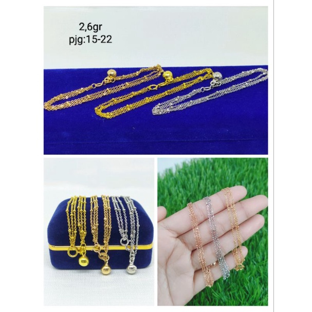 GELANG PERAK 925 ASLI SILVER LAPIS EMAS/GELANG TANGAN RANTAI JEDAR 3 LAYER+1BEL/ASLI SILVER 925/PERH