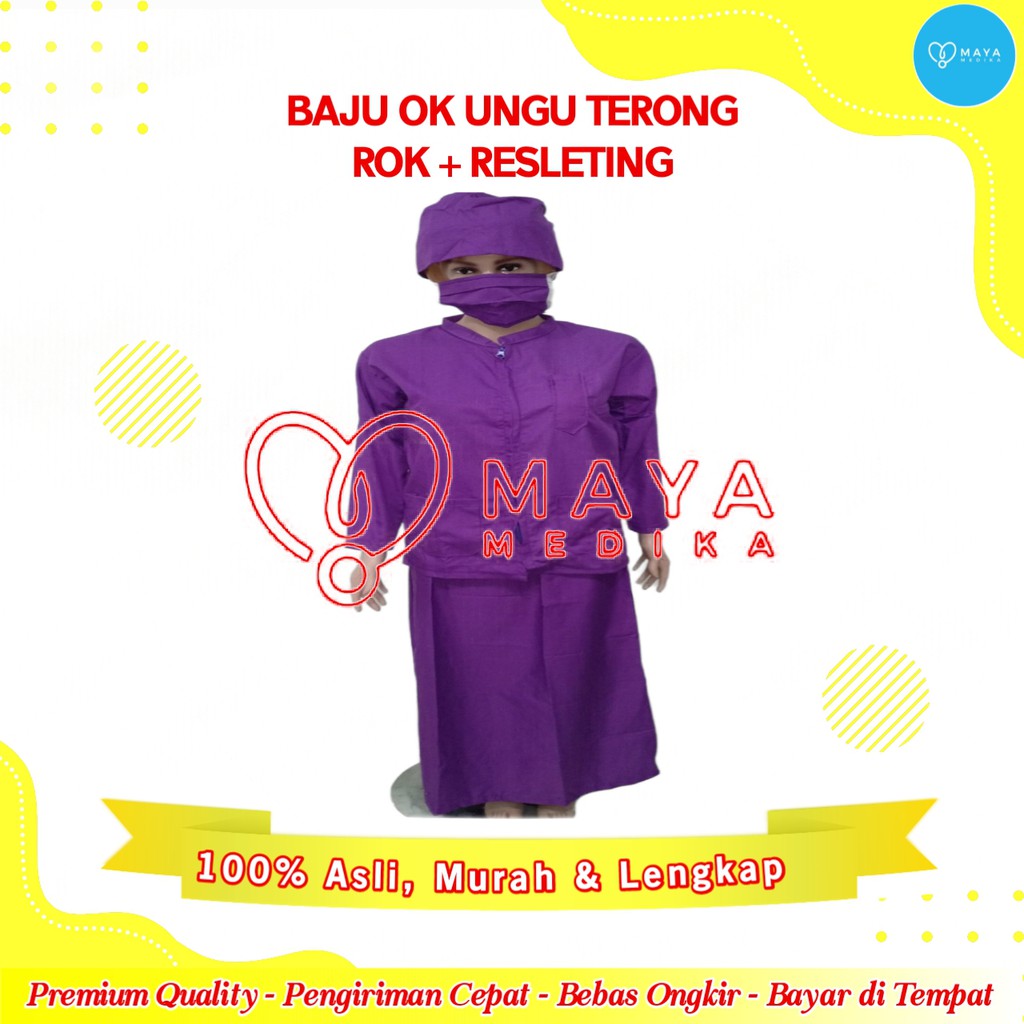 Baju OK Ungu Terong Lengan Panjang Baju Resleting Rok