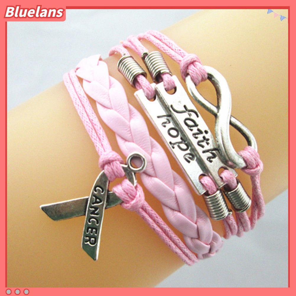 Gelang Multilayer Desain Lambang Kesadaran Kanker Payudara Infinity Hope Faith