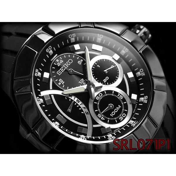 Seiko Lord SRL071P1 Quartz Chronograph Black Case | Jam Pria SRL071