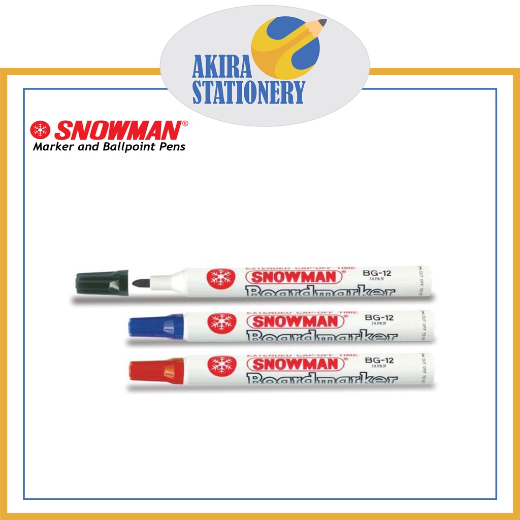 

Spidol SNOWMAN BG 12 Board Marker / Papan Tulis Non Permanent BG-12 Hitam - Biru - Merah ( PCS )