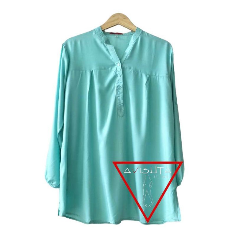 Blus polos rayon hijau mint Blouse polos rayon Blus polos jumbo lasenta by avishta d-sign Blouse Wan