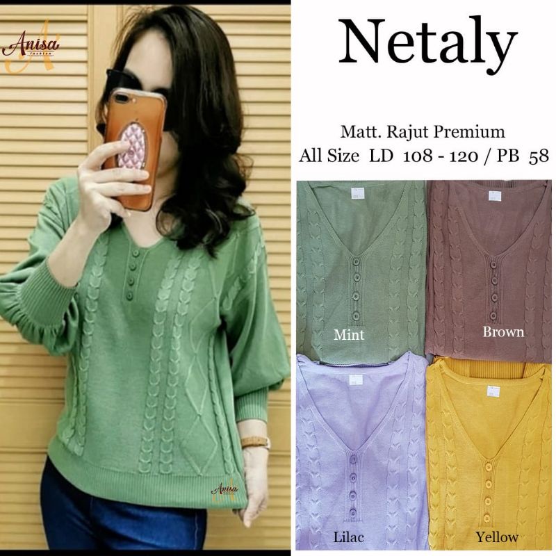 Baju rajut wanita batwing Jumbo murah Netaly ori by Anisa