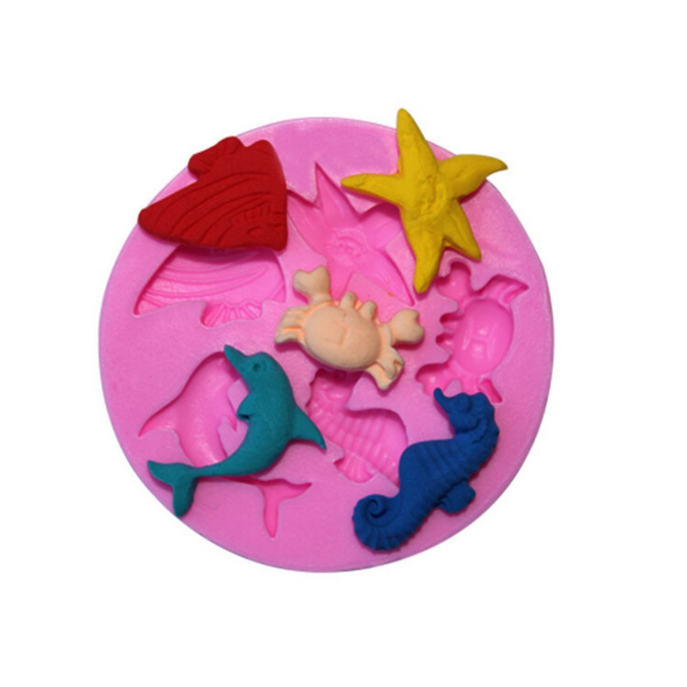 {LUCKID}New Sea Beach Silicone Cake Sugarcraft Mold Fondant Soap Chocolate Moulds 1PC