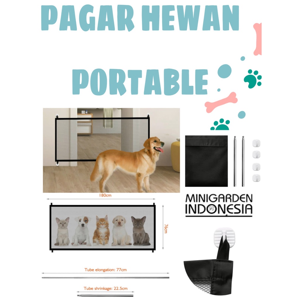 MAGIC GATE 180 pintu jaring pagar kandang hewan anjing kucing portable