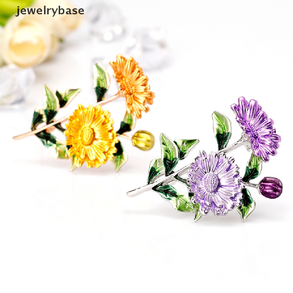 Bros Pin Enamel Bentuk Bunga Daisy Untuk Kerah Kemeja