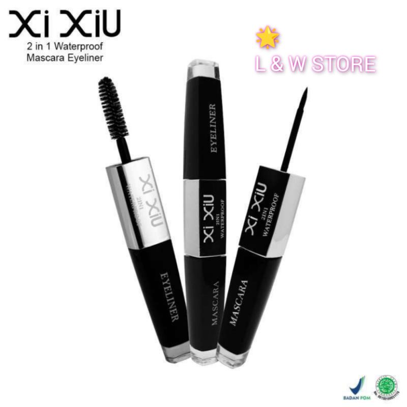 XI XIU 2 in 1 Mascara &amp; Eyeliner Waterproof /Mascara dan Eyeliner /BPOM