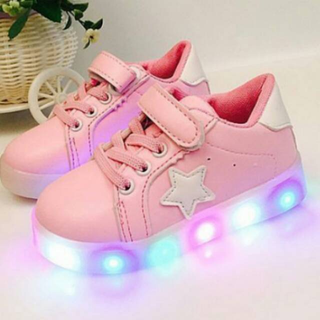 Sepatu Anak | Sepatu Anak Murah | Sepatu Anak LED Star Pink