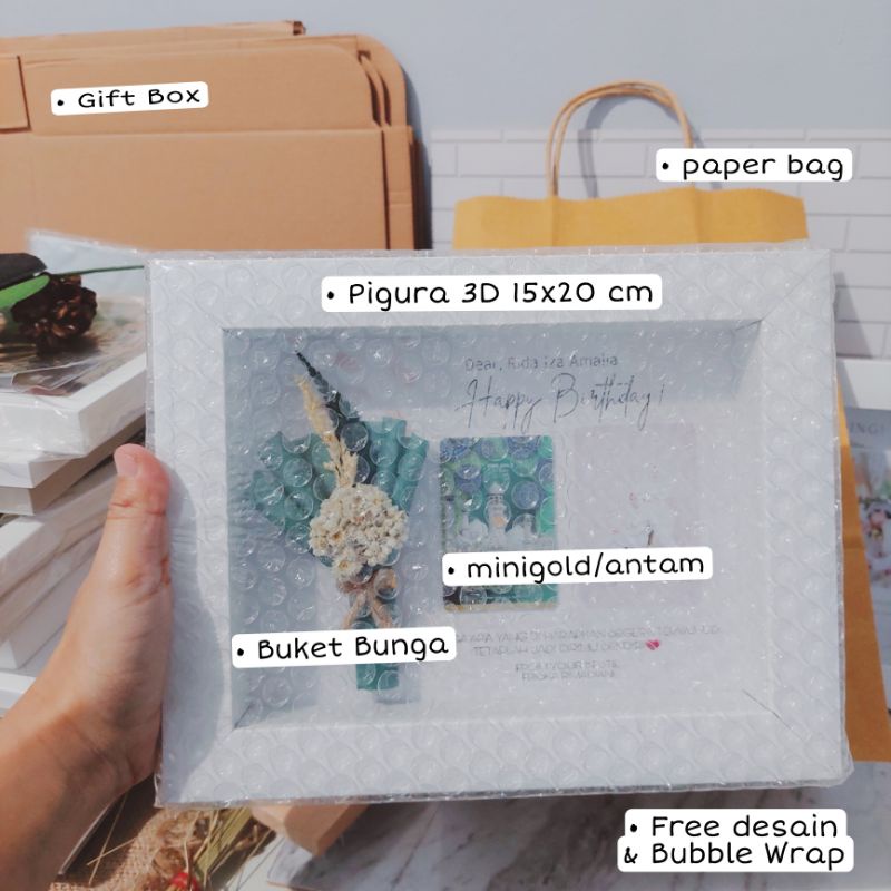 Kado Wedding/ Mahar/ Hampers in Frame dengan Logam Mulia (Bingkai/Pigura)