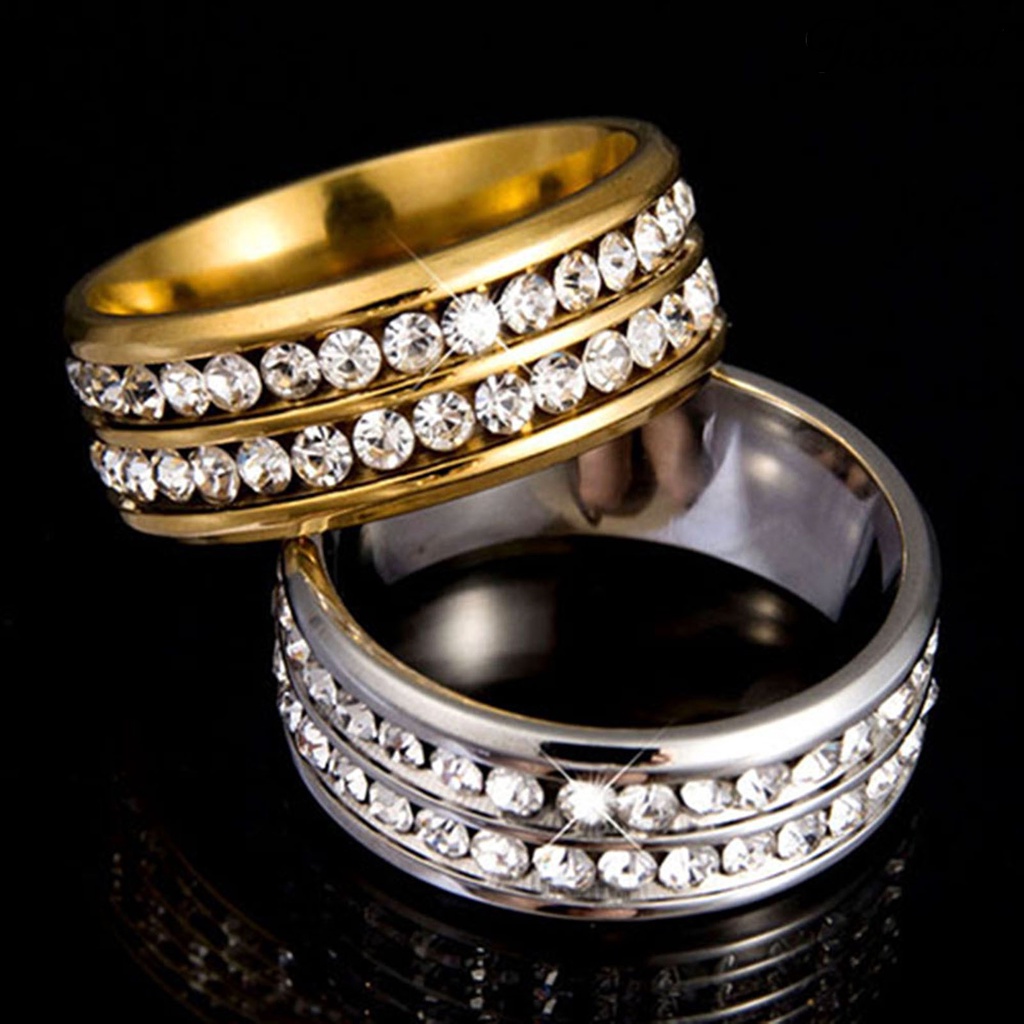 Cincin Berlian Imitasi Bahan Titanium Steel Untuk Unisex
