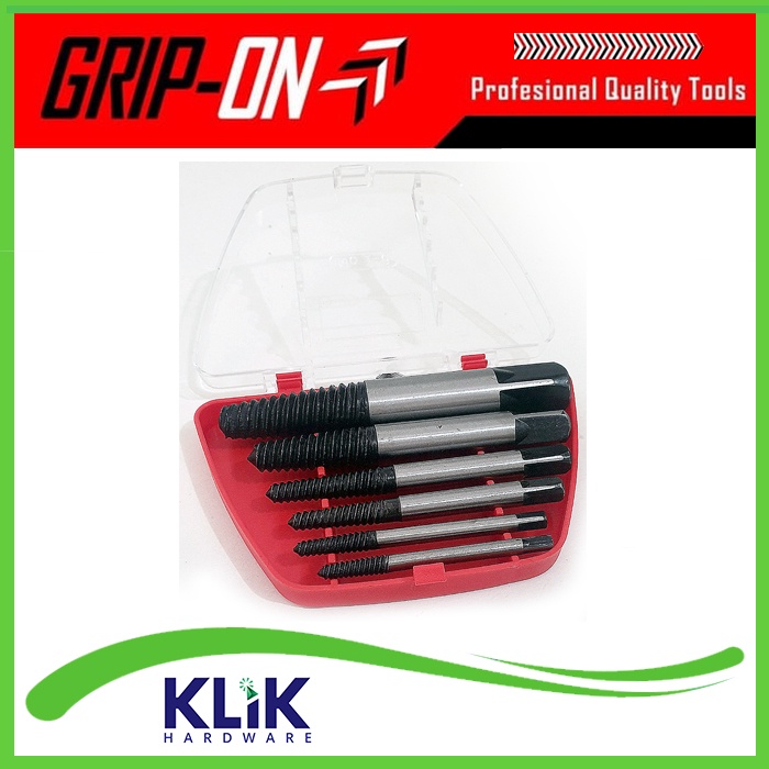 Grip On Tap Balik Set 6 Pcs Buka Baut Rusak Patah Screw Extractor 6pcs