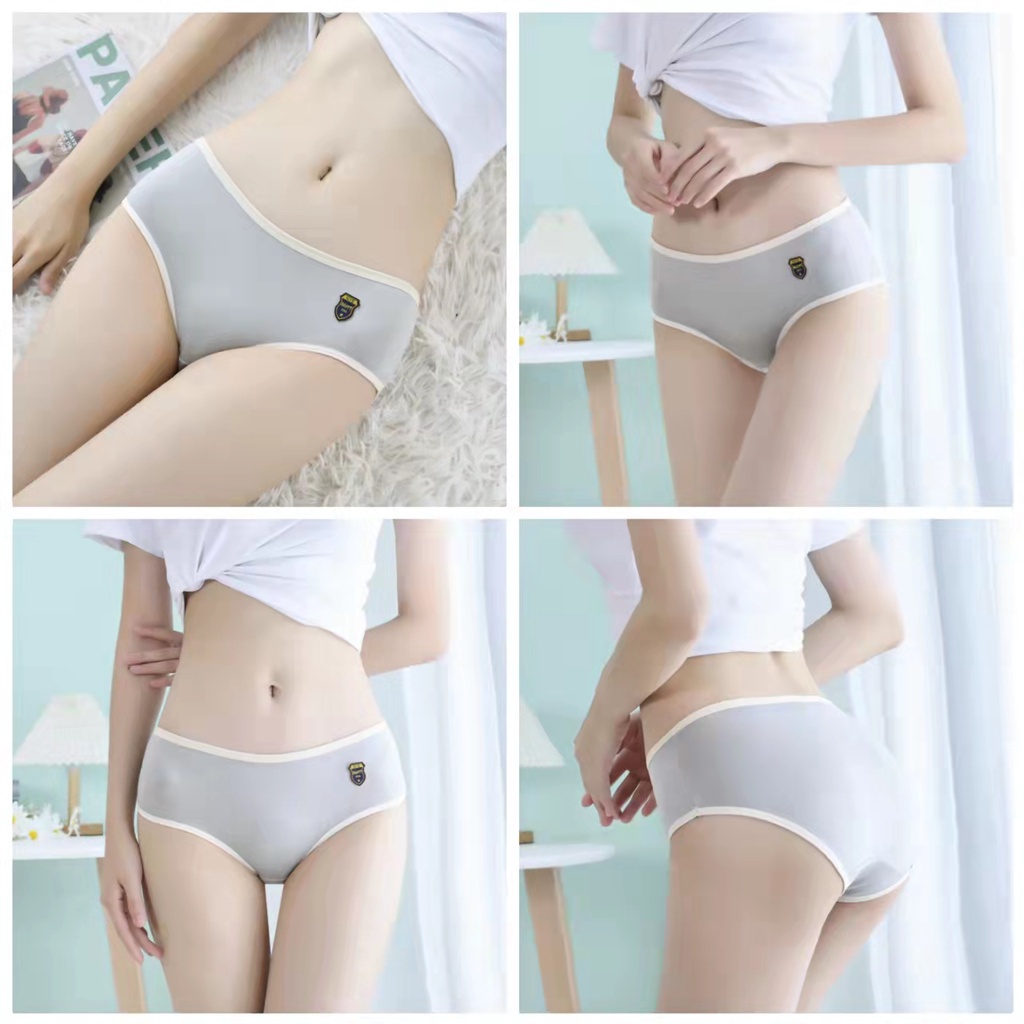 Celana Dalam Wanita  Bahan Katun List Putih Fashion Wanita Brief Seamles Import