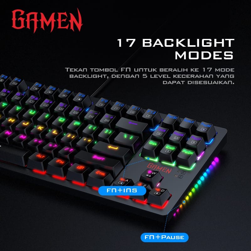 C_   GAMEN Titan II Mechanical Pluggable Switch Gaming Keyboard Wired-Original
