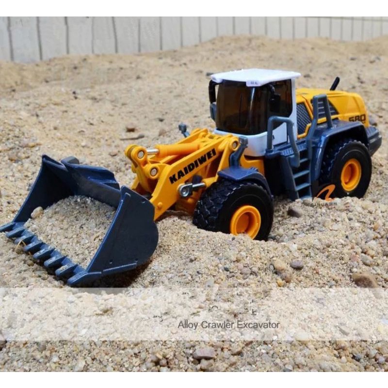 Miniatur Alat Berat KDW Four Wheel Loader Diecast Kaidiwei Skala 1:50