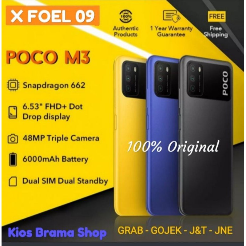 Xiaomi Poco M3 4/64 GB dan Poco M3 6/128 GB / Poco M3 Ram 4/64 GB, Poco M3 Ram 6/128 GB-Biru