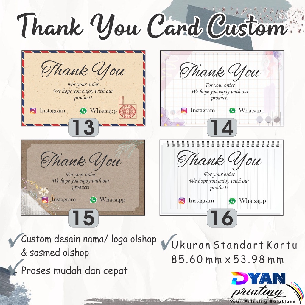 THANK YOU CARD/UCAPAN TERIMAKASIH OLSHOP CUSTOM