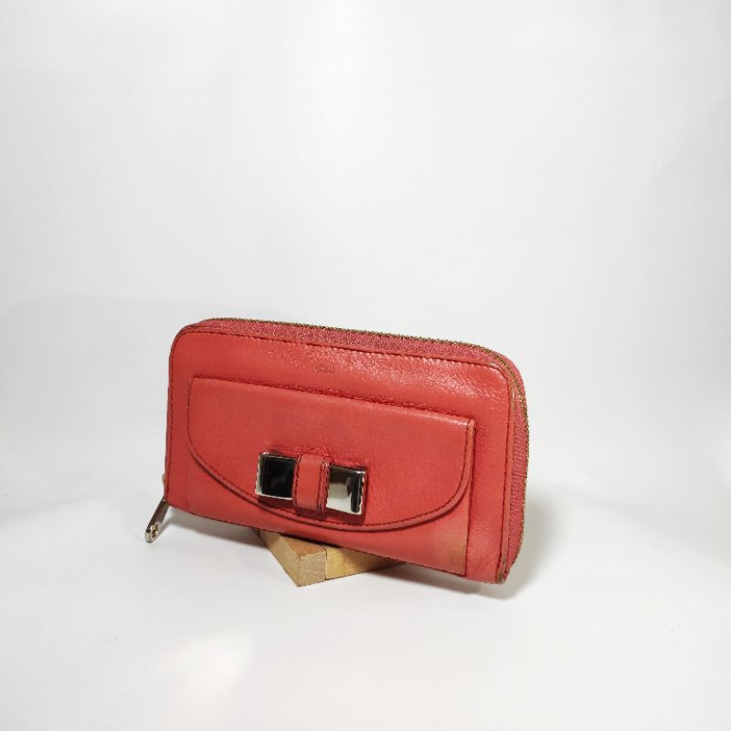 Chloe Long Wallet Original Preloved (Dompet) - Coral Red