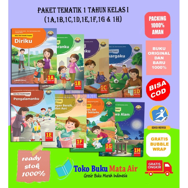 BEST SELLER PAKET 2 BUKU TEMATIK 1A-1H KELAS I SD/MI YUDHISTIRA