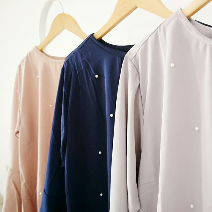 Baju Atasan Wanita Jumbo Diana Blouse Tunik Muslim Bigsize - Navy, 5L