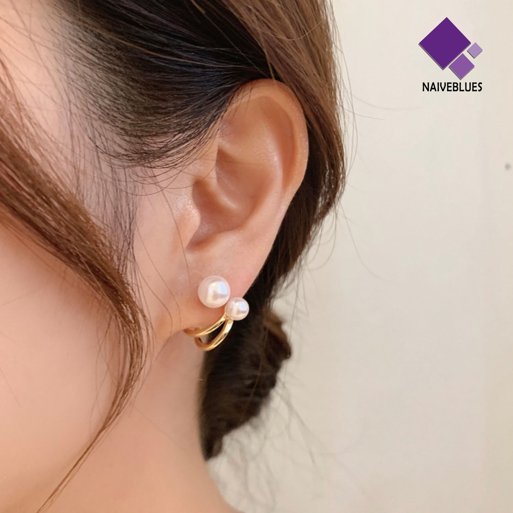 1 Pasang Anting Stud Hias Mutiara Imitasi Untuk Wanita