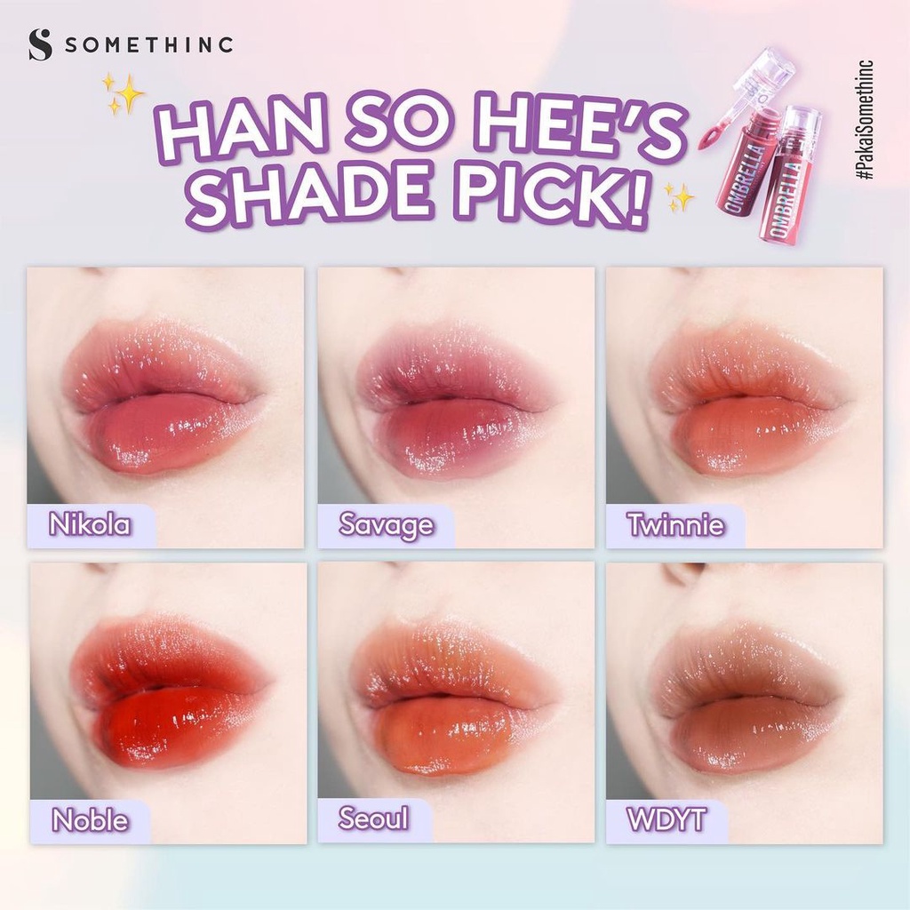 [STOK TERAKHIR] SOMETHINC OMBRELLA LIP TINT Nikola Hayg Savage Fabric Wdyt Tahan Lama Glossy Matte S