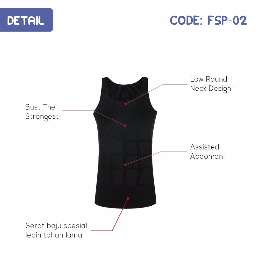 SLIM N LIFT MEN baju kaos pakaian kaus dalam dalem daleman dalaman baju shirt fit tank top tangtop singlet korset corset korslet pelangsing pengecil pria perut body buncit atasan olahraga gym jumbo big size pria man laki laki cowok dewasa jumbo shaper