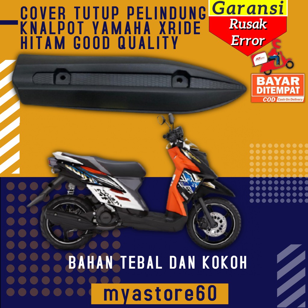 COVER TUTUP PELINDUNG TAMENG KNALPOT PROTECTOR MUFFLER YAMAHA XRIDE HITAM GOOD QUALITY AKSESORIS ORI