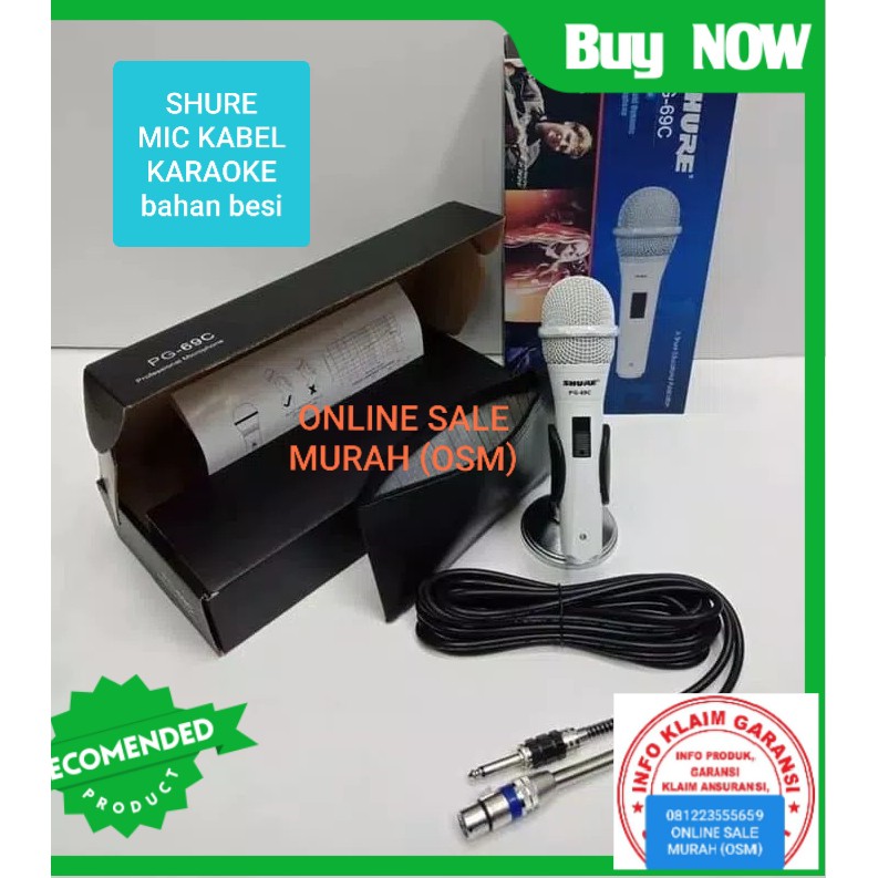 SHURE white legendary Mic putih song musik kabel Microphone cable karaoke vocal artis audio sound mik pengeras suara emas pro profesional vokal mikrophone dynamic legendaris TERBUAT DARI BESI Langsung nyala tanpa baterai Microphone Shure PG kabel 100% sam