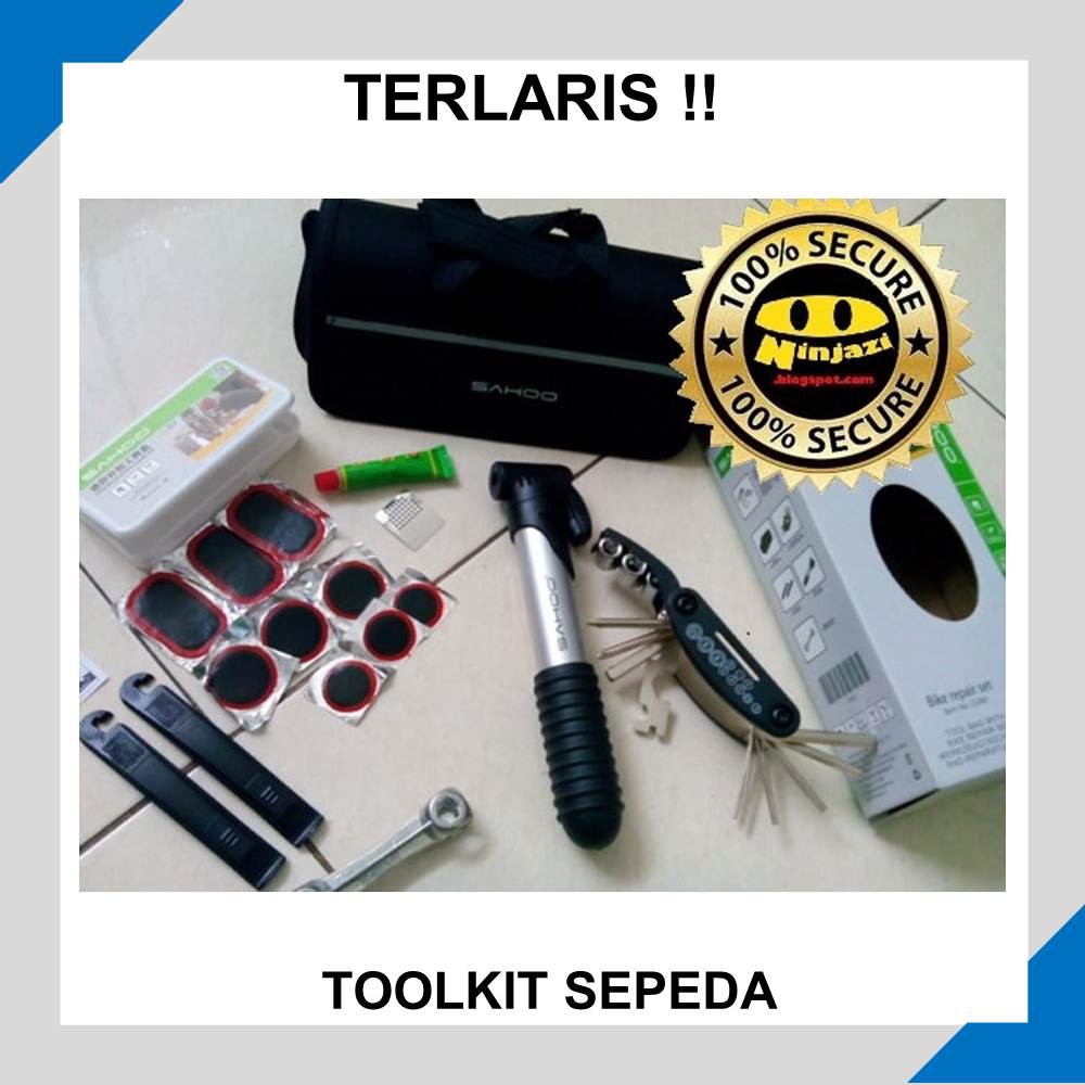 LENGKAP 1 SET BIKE TOOLKIT SEPEDA SAHOO POMPA TAMBAL BAN POMPA TANGAN LEM SAHOO PERLENGKAPAN SEPEDA