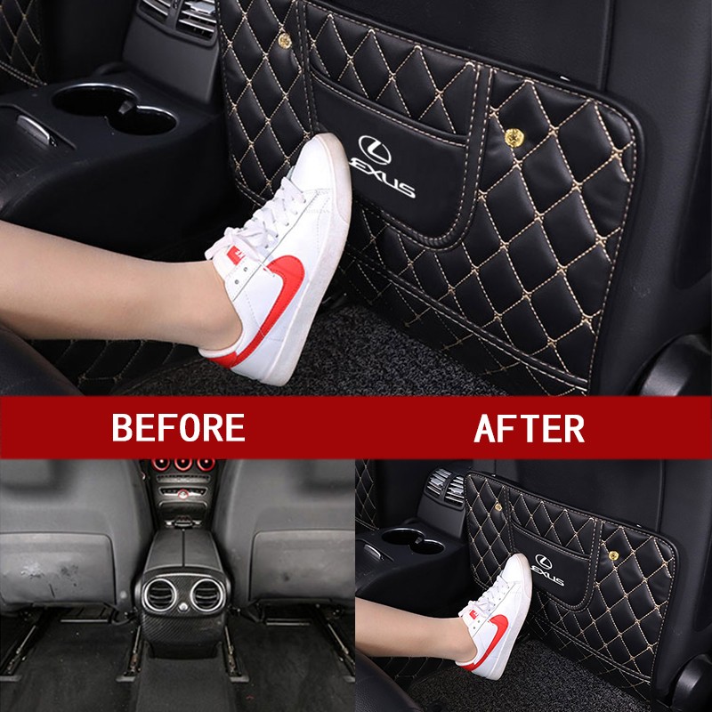 Car Seat Back Anti Kick Pad Universal Leather Auto Seat Back Protector Cover Storage Pocket For Lexus IS250 NX200T RX200T CT200H ES250 RX350 RX300 NX300 RX270 GS350 UX200 GS300 LX470 LX570 ES300 IS430 LM350 NX300H