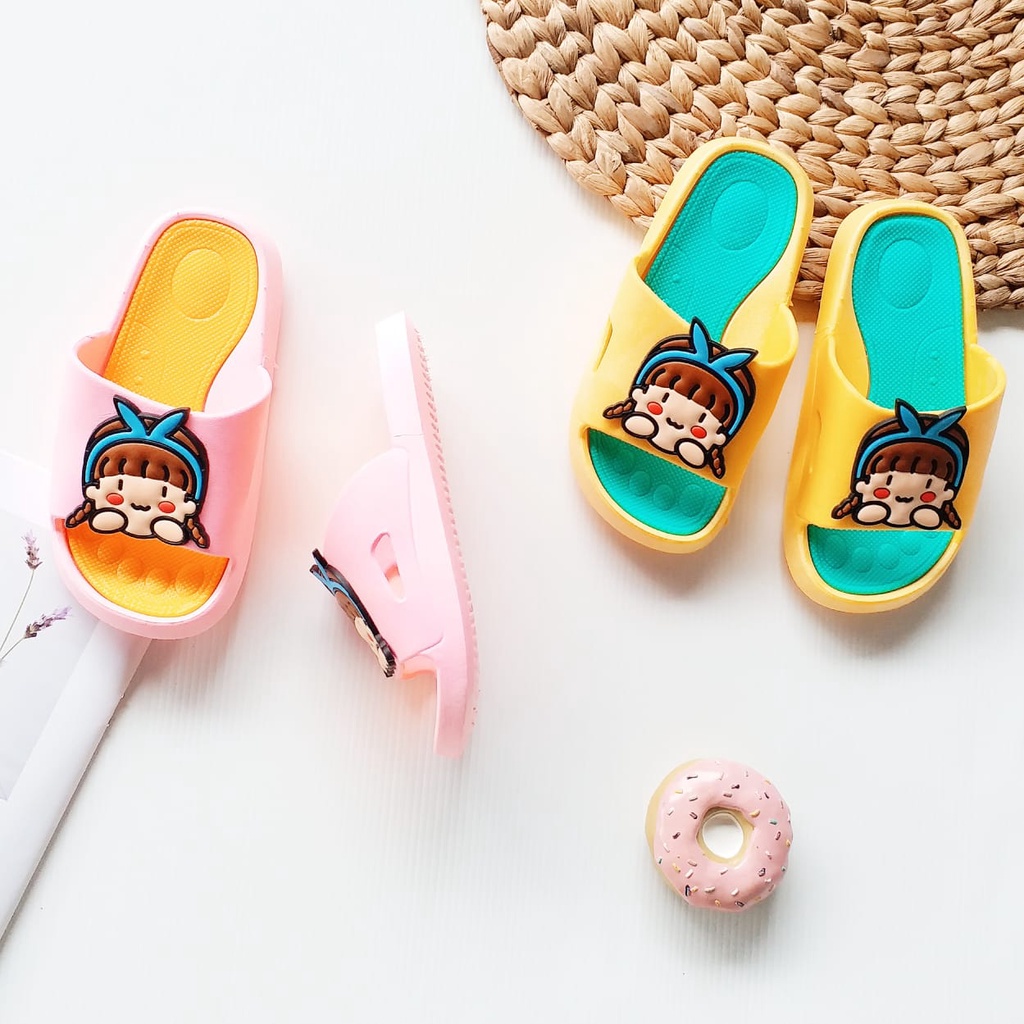 HappyOliver YEOLIN CHINGU anak Sandal slop anak laki perempuan cewek import