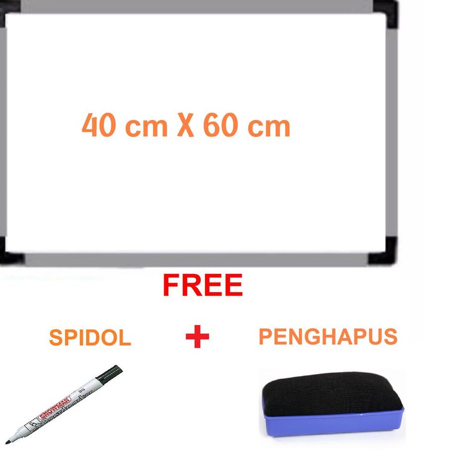 

Baru - White Board Papan Tulis Gantung Ukuran 40 cm x 60 cm Free Spidol dan Penghapus