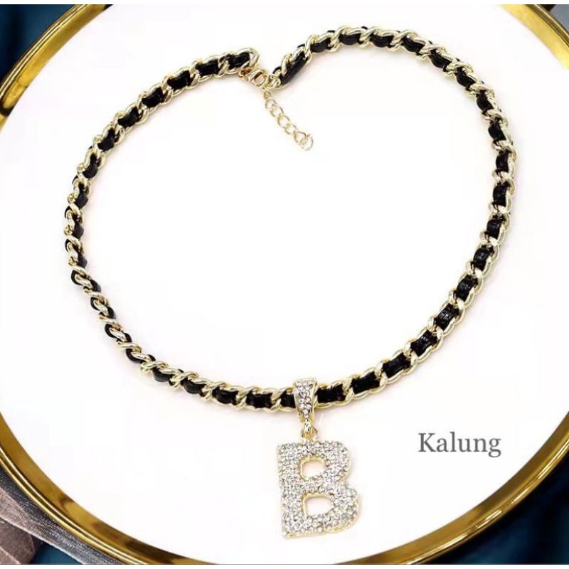 Kalung Premium Lapis Silver925 perak Silver Kalung Rantai perak Platgold Mix kulit Premium Quality Anti karat anti alergi K128