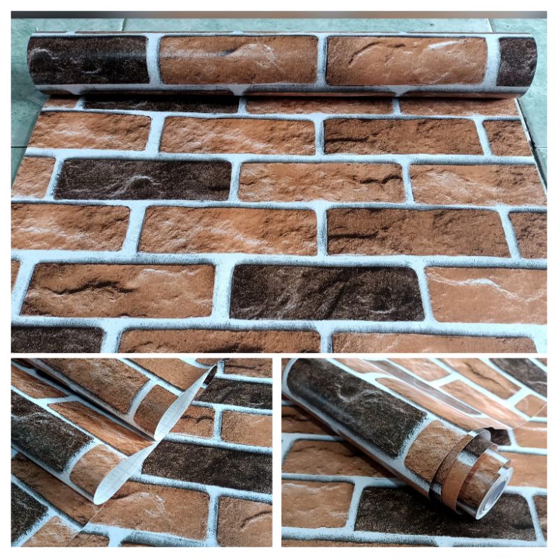 Wallpaper Dinding 3D Abu Abu Silver  || Wallpaper Dinding Kamar Tidur Biru 3D | Wallpaper Kream Tralis 3D-Bata variasi