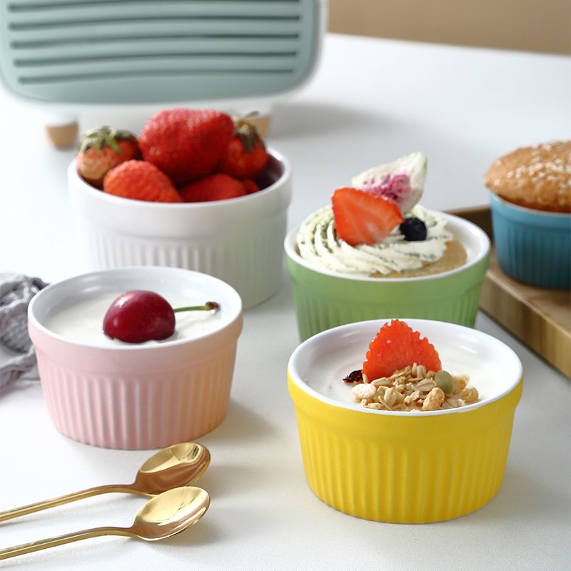 Ramekin Bowl Mangkuk Keramik Kecil Baking Oven Cup Cake Mangkok Warna-warni Ceramic