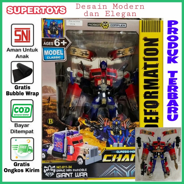 Mainan Robot Transformer Koleksi Diecast Transformer Optimus Prime