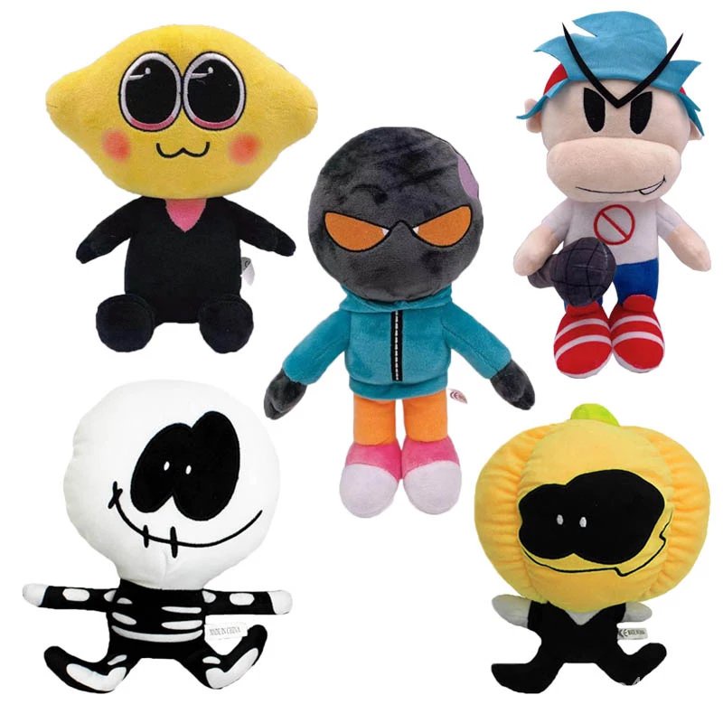 5pcs/set Friday Night Funkin Plush Toys Spooky Month Skid and Pump Lemon Demon Soft Stuffed Dolls Ch