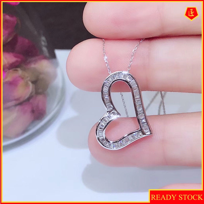 [Ready Stock]Niche Designer Heart-Shaped Pendant Zircon Necklace Simple Fashion