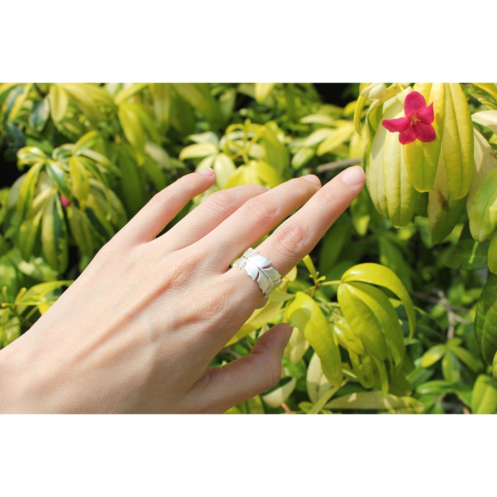 SERI SERI Cincin Wanita Perak 925 Asli Feather Sterling Silver Ring