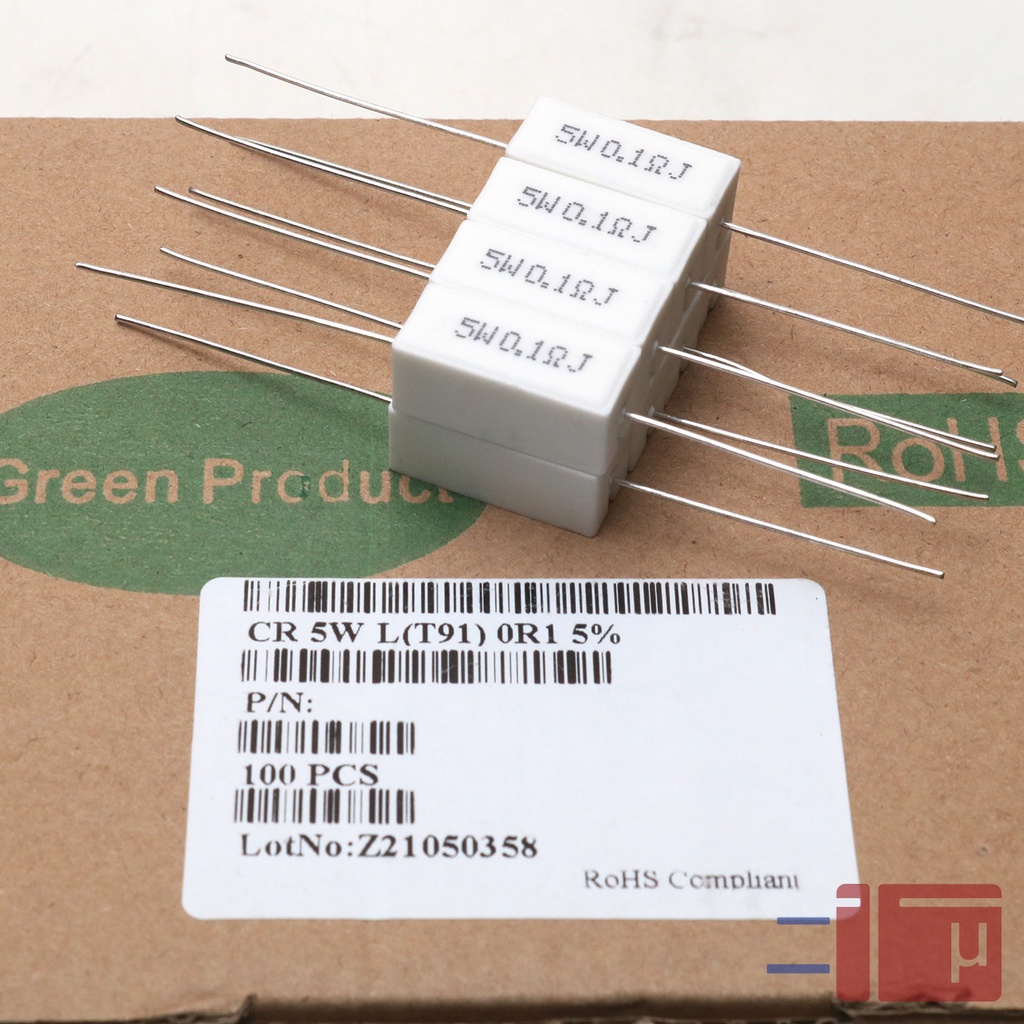 Resistor Kapur 0.1R 0.1 Ohm 5W Taiwan Kaki Tembaga