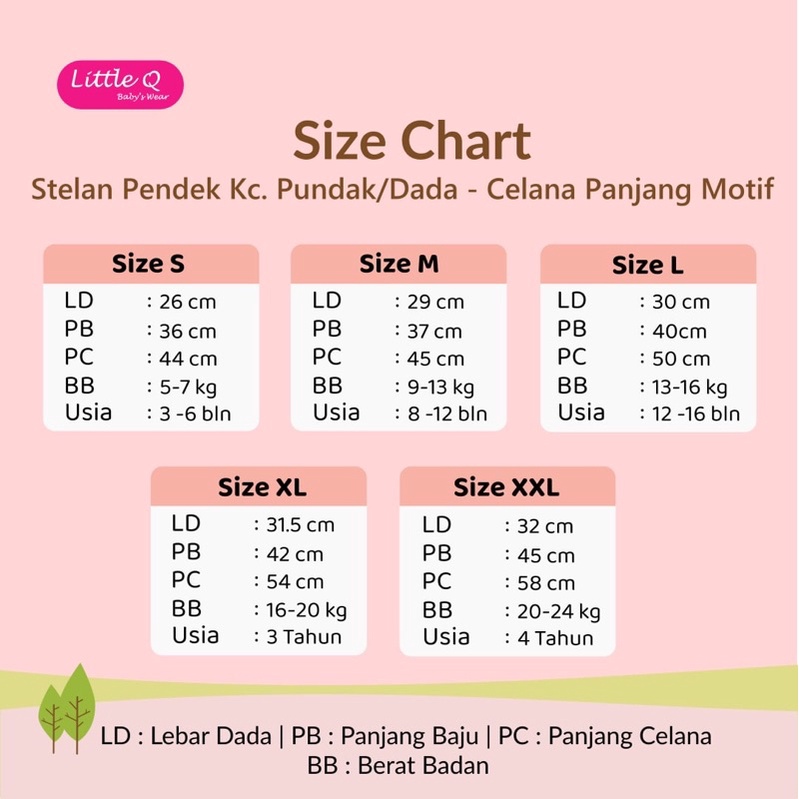 Baju tidur setelan panjang piyama bayi bahan kaos premium Little Q