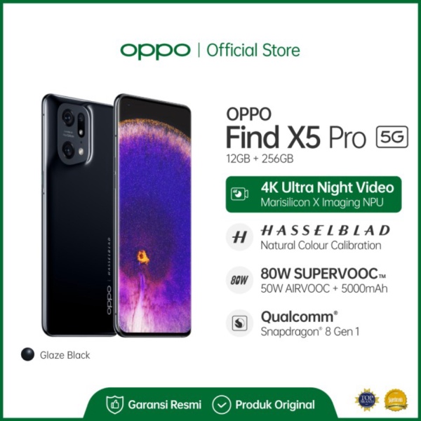 tektokanstore OPPO FIND X5 PRO 5G Smartphone 12GB/256GB Garansi Resmi - Hitam