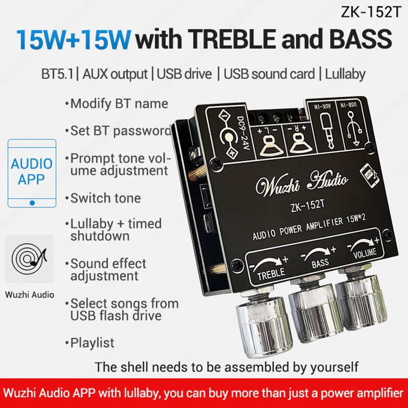 Btsg Amplifier Stereo Kompatibel Bluetooth Praktis ZK-152T Untuk DC Digital Power Amplifier Papan Stereo Untuk DIY Speak