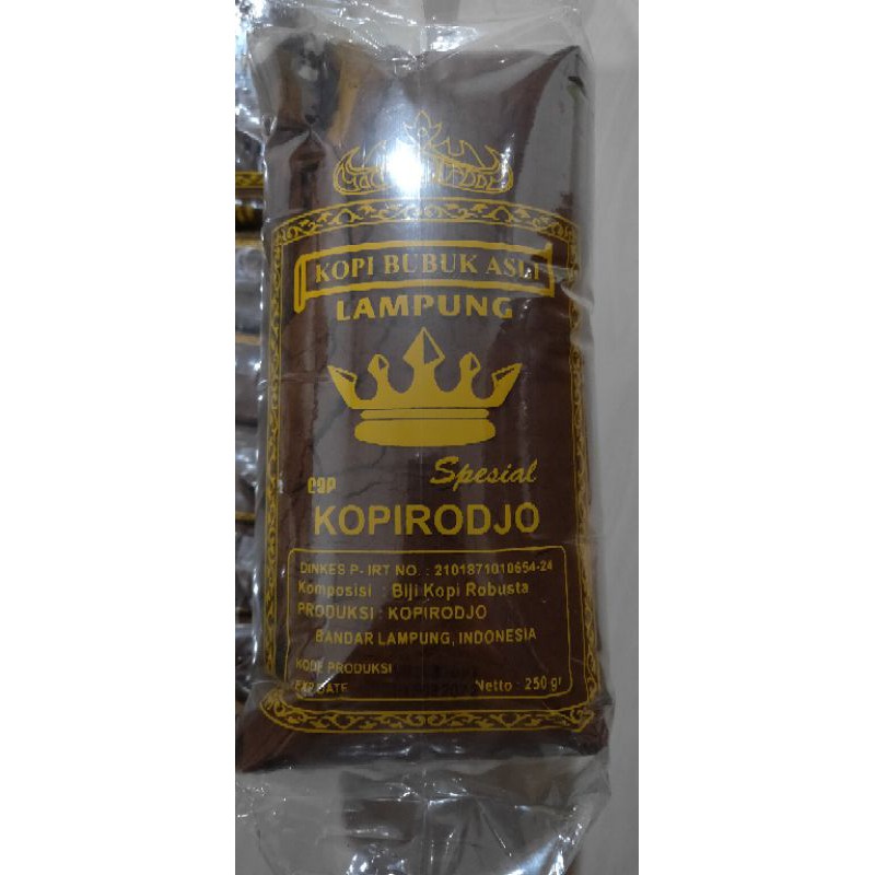 200G cap KOPIRODJO KOPI RODJO 100% biji kopi pilihan Robusta SPESIAL BUNGKUS KEMASAN PLASTIK KUNING 200gram 200g KOPI RODJO