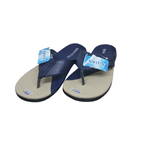 Sandal Japit Distro Pria Dewasa Warna Navy Kombinasi Crem Sendal Santai Lebaran Laki Laki