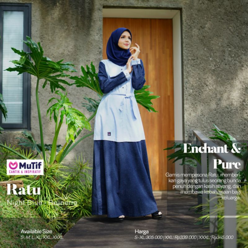 Mutif MV 37 Ratu Blue Night Brunnera - Baju Muslim Gamis Dress Terbaru Casual Premium Ori