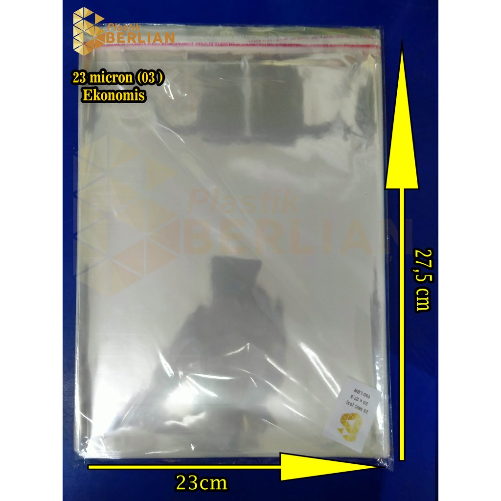 

23 x 27,5 cm Plastik OPP EKONOMIS 23micron (100 lbr) (lem/seal)