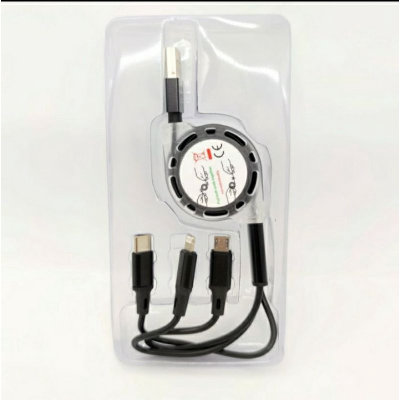 SKU-1269 KABEL CHARGING 3IN1 USB TO MICRO LIGHTNING TYPE C MODEL TARIK