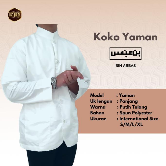 Baju/kemeja Koko Habaib/hadramaut bin abbas jumbo Putih Tulang